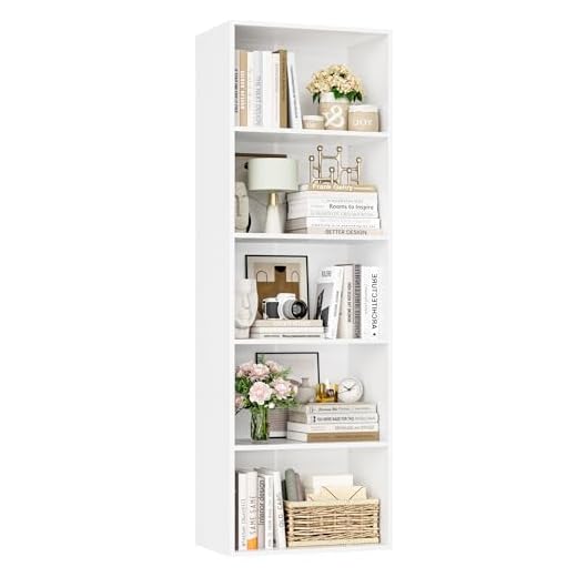 FirFurd 159 cm Bücherregal, Regal mit 5 Fächern, Bücherschrank, Kallax Regal, Würfelregal, Standregal, Aufbewahrungsregal, für Wohnzimmer Büro Schlafzimmer, 48x30x159cm, weiß