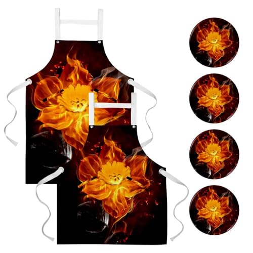 Tablier de serveuse Fleur brûlante idéal pour le bistrot, le bar et la pâtisserie