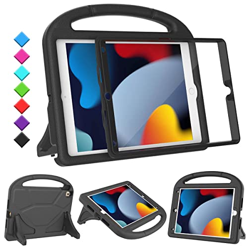 Image of Kids Case for iPad 9th /8th /7th Generation, iPad 10.2 Kids Case with Built-in Screen Protector, Durable Shockproof Handle Stand Protective Cover for iPad 10.2 Inch 2021 /2020 /2019, Black