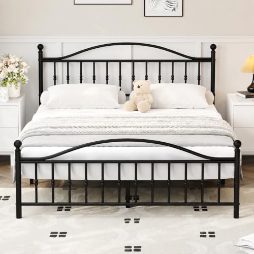 IDEALHOUSE Full Metal Bed Frame with Victorian Headboard, Underbed Storage - image 1
