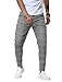 Woenzaia Men's Fashion Slim Fit Plaid Dress Pants Casual Skinny Chinos Pants Stretch Expandable Waist Golf Pants Checkered Travel Slacks(Dark Grey,32