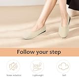 OFFCUP Damskie baletki z dzianiny, okrągły nosek, płaskie, slip-on, wykonane z dzianinki, wygodne i miękkie, beżowy, 39 EU