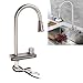 Hyuduo Waterfall faucet, stainless steel pull out kitchen tap with multiple outlet methods including waterfall spray, for washing vegetables fruits and stove G1/2 interface