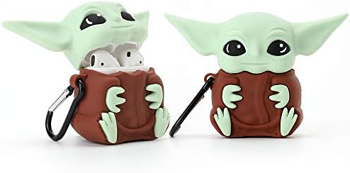 Wifantien 3D Yoda Case for AirPod 2/1 Case,3D Cute Cartoon Women Girls Kids Stylish Fashion Chic Lovely Kawaii Yoda Baby Shape Keychain Soft Silicone Case for Airpods 1 & 2 Case(Yoda Baby)