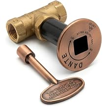 Fire Pit Gas Valve Kit | 1/2" NPT | CSA Certified Solid Brass Ball Valve, Antique Copper Flange & 3" Key | Natural Gas & Propane | Indoor/Outdoor