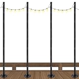 Otoolling 4 Pack 10 Ft String Light Poles for Outdoor String Lights, Heavy Duty Metal Outdoor Light Poles for Deck, Backyard, Garden, Patio, Wedding, Party