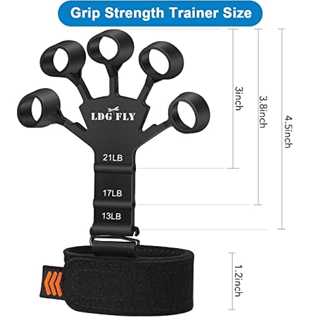 Finger Strengthener, Grip Strength Trainer, Hand Grip Strengthener, Hand Therapy, Finger Exerciser & Hand Strengthener (Gray)
