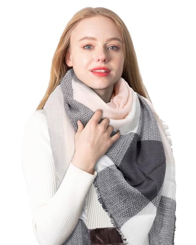 Coubeau Bufanda clásica a cuadros para mujer - Bufanda de cachemi...