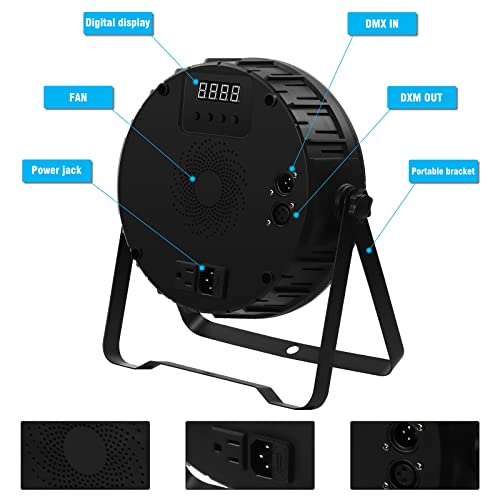 LED Par Light RGBW 160W Led Stage Lights DMX Controlled Sound Activated Auto Play 8/4 Channel Uplights for Events Wedding Halloween Birthday Party Dance Stage Lighting - Image 5