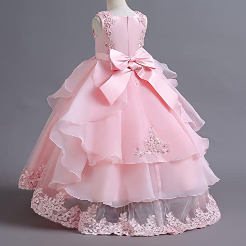 Boho Flower Girl Dresses, Flower Girl Boho Lace Long Dress For Kids Junior Wedding Bridesmaid Holy Communion Photo Shoot Clothes Asymmetrical Sundress Halloween Christmas Frocks Baby Pink 3-4T #TOP4