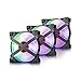 DEEPCOOL MF120GT (3 in 1), Ventola per PC Case e Radiatore, 3 * 120mm ARGB, controllati da Scheda Madre con connettore a 3 Pin o da Controller Via Cavo, multicolore