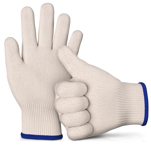 Heat Resistant Grill Gloves Heat Resistant Gloves for Cooking & Grilling – Aramid Oven Mitts Gloves with Fingers, Short-Term...