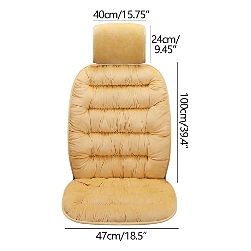 Warm Plush Car Seat Covers Accessories Auto Front Rear Pad Auto Protector Winter Soft Cushion Universal Fit Most Cars Suv Pick-Up Truck, Automotive Vehicle Auto Interior Décor (Beige, 18.5*50 In) #TOP1