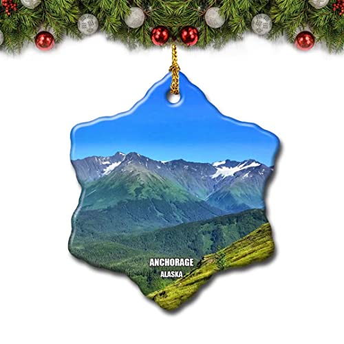 Anchorage Alaska USA Christmas Tree Ornament Travel Gift Souvenir Porcelain Double Side