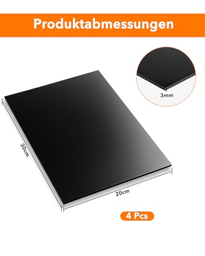 Kunststoffplatte 3mm: 4 Stück Kunststoffplatten ABS Plastikplatte 30 x 20 cm Kunststoff Platte für Modellbau Basteln Schilder Fotorahmen DIY, Plastik Platten Schwarz