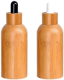 Zyvola 100 Pack Amber Glass Dropper Bottles with Bamboo Caps - Leakproof Essential Oil Travel Bottles (15/30/50ml)