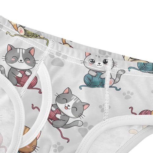 CHIFIGNO Boys Cotton Briefs Breathable Underwear Soft Underwear Briefs for Toddler Boy, Cute Cartoon Cats Grey4