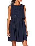 Zweiteiler Optik TOM TAILOR Denim Damen Schiffli Mix Kleid, 10360-Real Navy Blue, XXL
