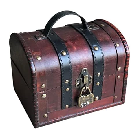 GYMEIJYG Vintage Storage Box, Wooden Jewelry Box Combination Lock Jewelry Display Box Decorative Suitcases Paperboard Box Cover
