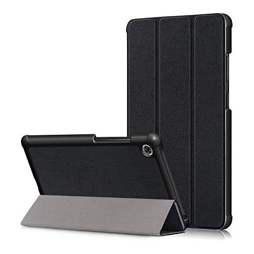 XINKO Fodral till Lenovo Tab M7, premium kvalitet PU-läderfodral smal flipskal fodral för Lenovo Tab M7 – svart