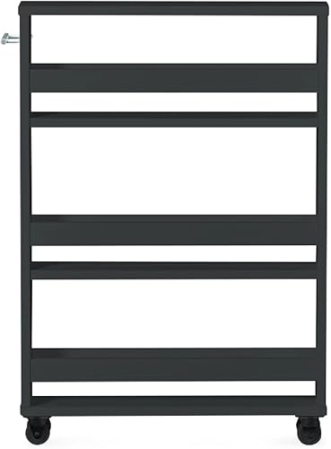 Miniatura 6 de MUSEHOMEINC Despensa de cocina compacta, carrito de almacenamiento extraíble de 3 niveles, estante de despensa enrollable delgado para espacios