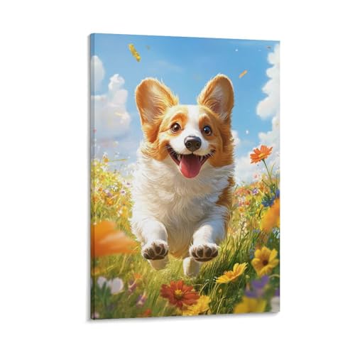 Tableau Corgi pour salon : l'art mural parfait pour égayer votre foyer