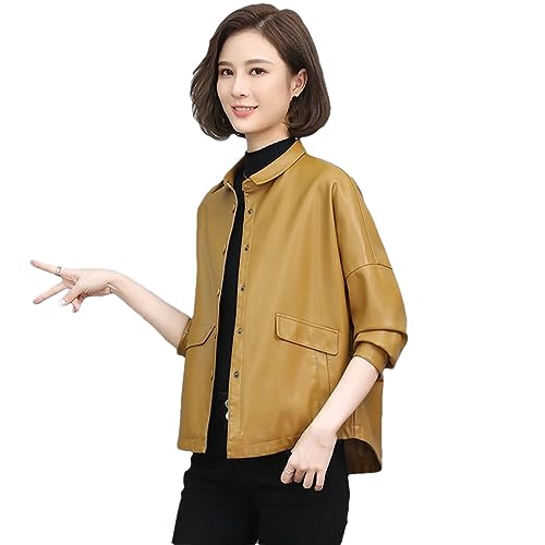 Veste courte en similicuir femmes ample et confortable pour la mi-saison