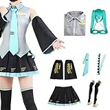 Womens Anime Cosplay Miku Cosplay Costume Headdress Double Ponytail Wig Halloween Costumes