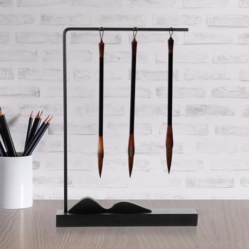 Porte-pinceaux calligraphie en métal pour bureau zen