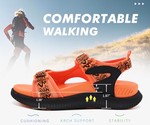 Image of KuaiLu Womens Orthopedic Walking Sandals with Comfortable Arch Support Plantar Fasciitis Relief Summer Outdoor Hiking Sport Recovery Adjustable Strap Athletic Chunky Cushion Shoes