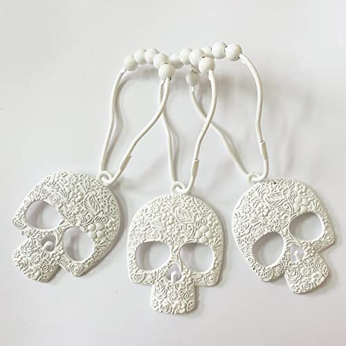 Zilucky Set Of 12 Sugar Skull Shower Curtain Hooks Decorative Home Bathroom Stainless Steel Rustproof Skeletons Shower Curtain Rings Decor Accessories (White) #TOP2