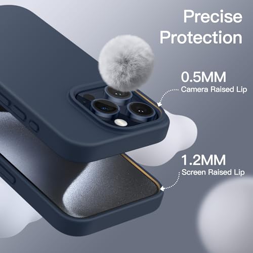 Image of JETech Silicone Case for iPhone 15 Pro, Storm Blue | Silky Soft Touch, Shockproof Cover, Scratch Resistant, Microfiber Lining