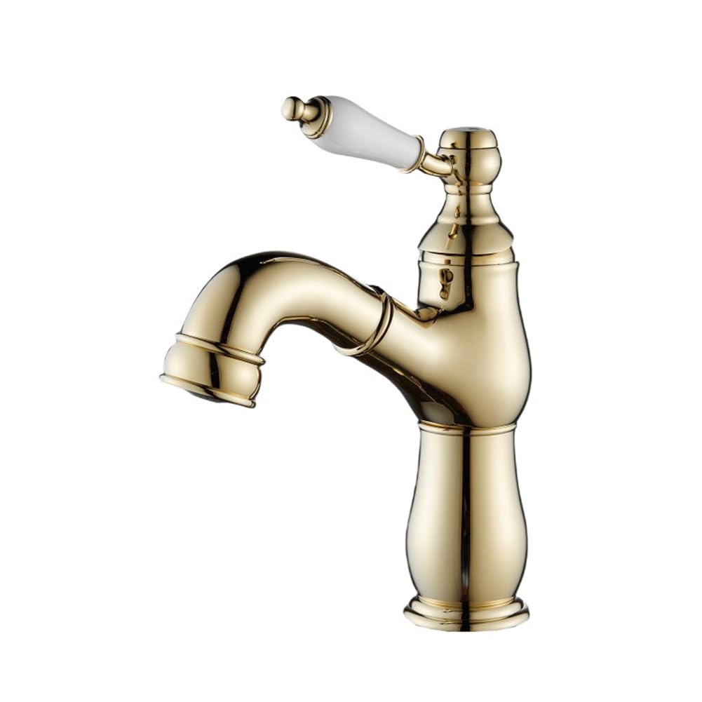 Robinet de lavabo avec douchette extractible et mitigeur laiton eau chaude froide