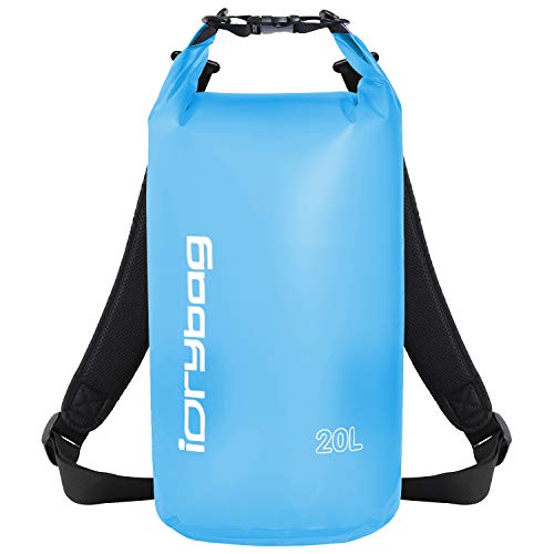 IDRYBAG Bolsa Seca Transparente Impermeable 2L/5L/10L/15L/20L, Bolsa Pequeña Impermeable para Kayak, Saco Seco Impermeable para Camping y Viajes
