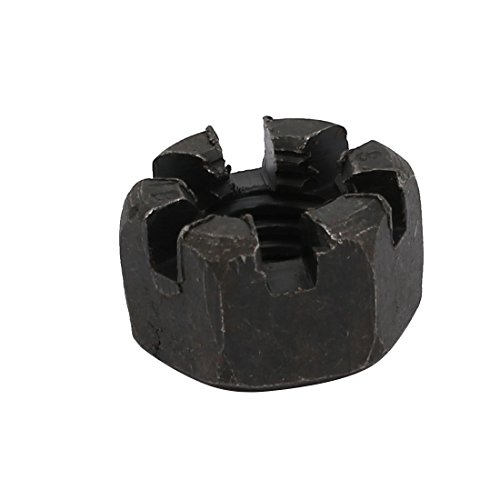 Image of uxcell 5pcs M10x1.5mm Carbon Steel Grade 8 Hexagon Slotted Castle Nut Black