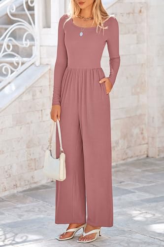 PRETTYGARDEN Womens Jumpsuits Dressy Casual Fall Fashion 2025 Trendy Long Sleeve Wide Leg Rompers Spring Work Office Outfits