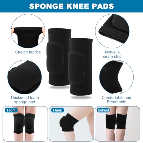 XuYelora Volleyball Knee Pads and Arm Sleeves, Forearm Elbow Sleeve Wrist Guard with Thumb Hole Comfortable Kneepads Training Gear Volleyball Accessories Stuff for Girls Beginner(COLOR:Black)