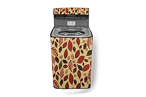 WIN WORLD Washing Machine Cover FULLY-RED-BIG-LEAF-8KG