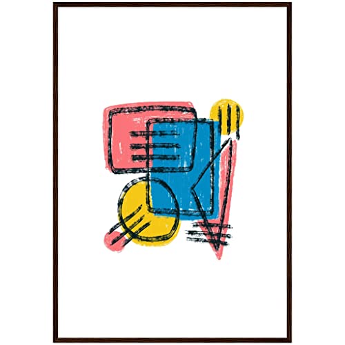 Art mural abstrait haut de gamme motif coloré cadre bois 70x100