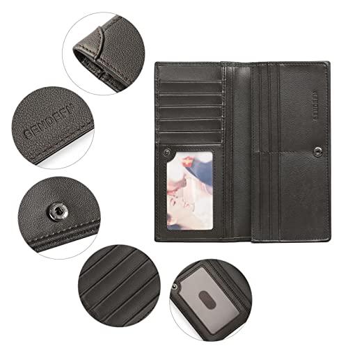 SENDEFN Long Wallets for Men Genuine Leather Slim Bifold Wallet RFID Blocking for Checkbook Credit Card4