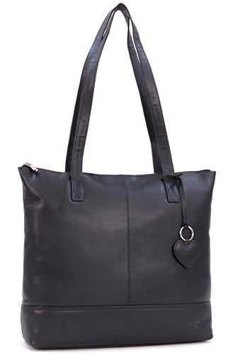 Gigi - Dames Grote Leren Tote - Shopper/Schoudertas - OTHELLO 9101 - Zwart