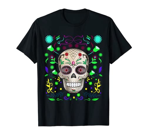 Floral Sugar Skull Día de los Muertos Dia De Muertos Mujeres Camiseta