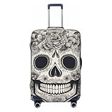 ENRPTY Copertura decorativa per valigie con stampa di teschio messicano, lavabile, accessori per bagagli da viaggio, nero, Medium