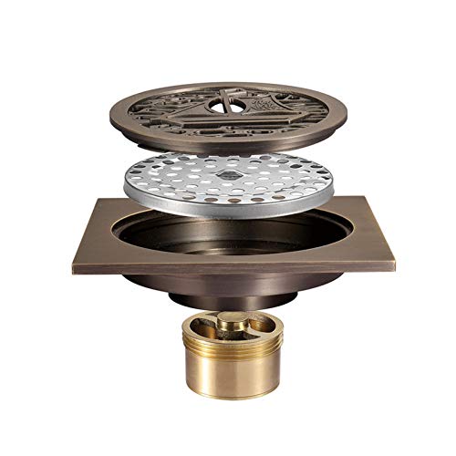 Drain de douche carré bronze crépine évacuation salle de bain - 4