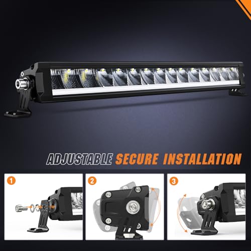 Image of Nilight LED Light Bar with Amber DRL 19.5 Inch 75W Single RowLight | Offroad Light Anti-Glare Flood Spot Combo Slim Light Bar IP68 w / 16AWG DT Wiring Kit for Pickup Truck SUV 4x4 Jeep