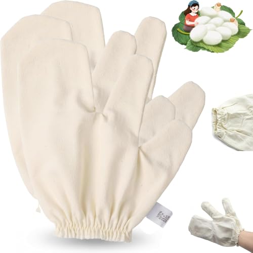 Garshana Raw Silk Gloves, 2025 New Raw Silk Gloves Garshana Massage Gloves Ayurvedic Massage, Body Exfoliating Gloves, Exfoliating Bath Massage Scrubbing Glove for Dry Brushing (3Pcs)
