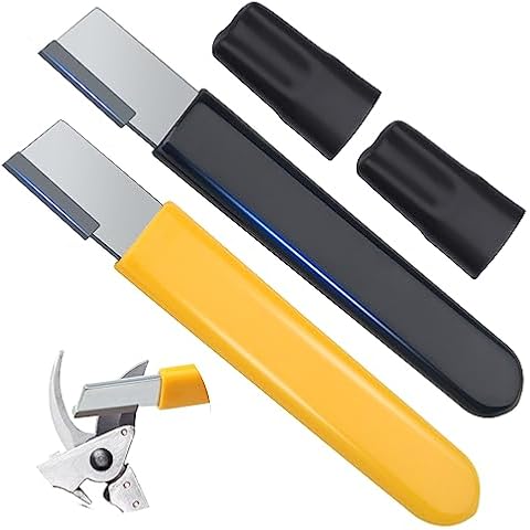 Anglekai 2PCS Garden Tool Sharpener, Blade Sharpener Stone for Garden Knife Sharpener, Shear Scissor Sharpener Blade Sharpening for Gardening Pruner/Pocket Knives (2, Yellow+Black) Cover