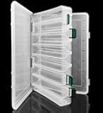 Double-Sided Fishing Lure Hook Tackle Box Visible Hard Plastic Clear Fishing Lure Bait Squid Jig Minnows Hooks Accessory Storage Case Container (Clear-14 Slots)