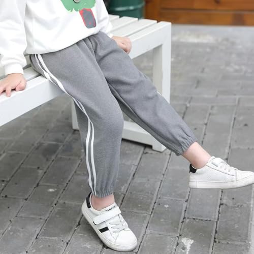 LFOXROG Calça de moletom infantil para meninos, de lã, quente, de lã, para corrida, atlética, casual