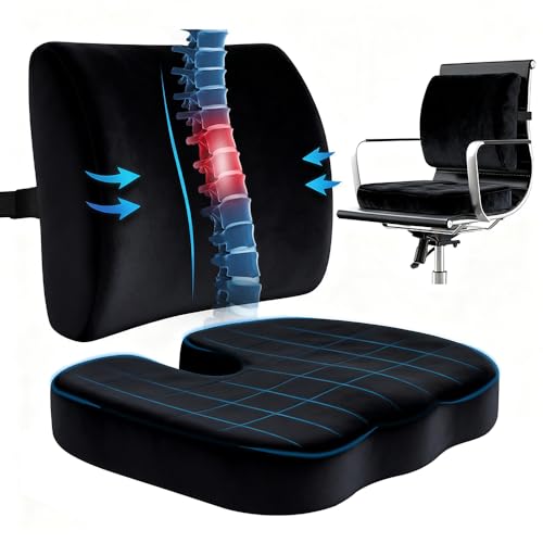 Listado de Sillon Ortopedico del mes. 45 Soporte Lumbar para Silla de Oficina con Cojín para Silla Ortopédico de Memory Foam, Felpa Cristalina Cálida y Cómoda, Soporte MAX, Alivia Ciática, Dolor de Espalda y Coxis...